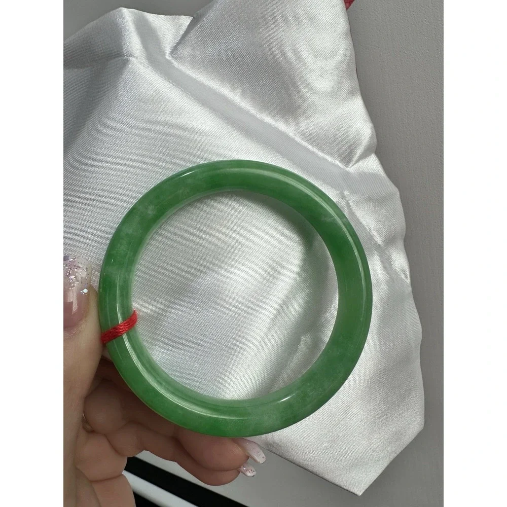 Natural Apple Green Jade Bangle Bracelet 56.5mm Inner Diameter | 9.3mm Width L07